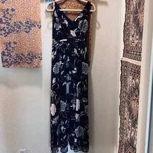 Motherhood Maternity Blue Floral Sleeveless Maxi Dress Sz L